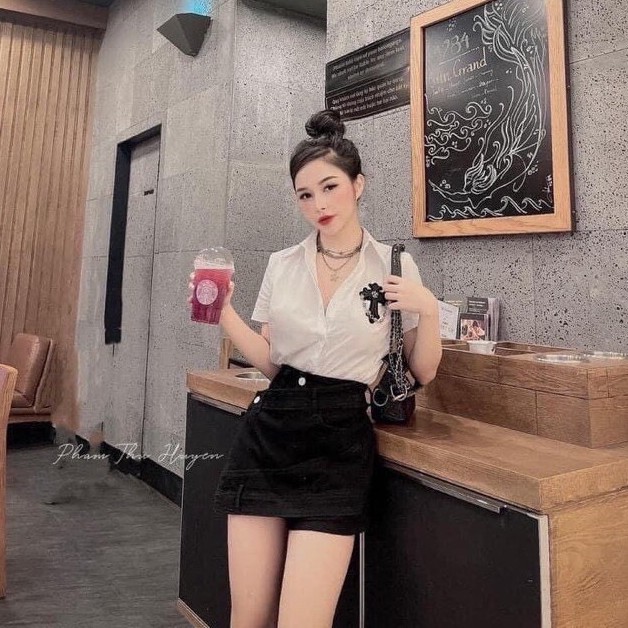 Chân váy jean 💖 Video và ảnh thật 💖Váy ngắn vạt chéo lệch sexy sang chảnh - An Xinh Shop