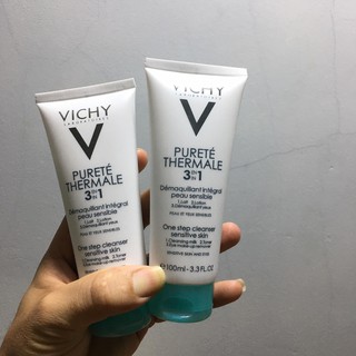 Sữa Rửa Mặt Tẩy Trang 3 Tác Dụng Cho Da Thường, Da Hỗn Hợp & Da Nhạy Cảm Vichy Purete Thermale 3in1 thể tích 100ml