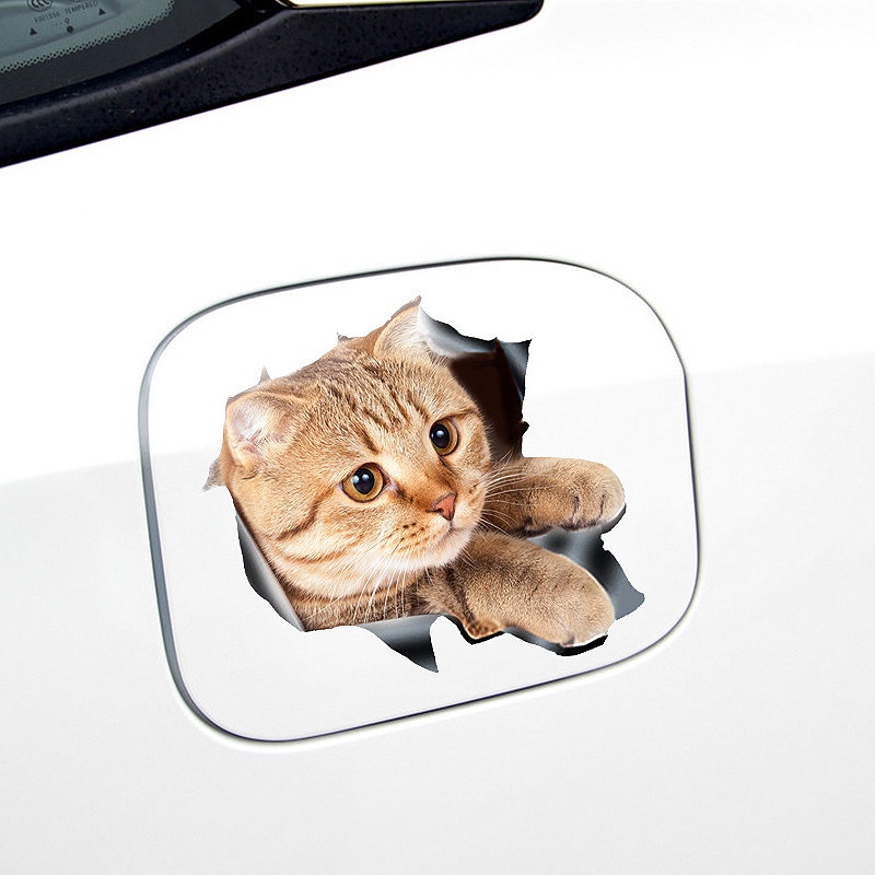 Decal dán trang trí hình mèo 3D cho cửa sổ xe hơi