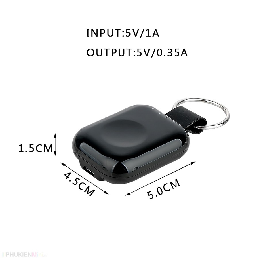 Pin sạc dự phòng không dây mini, mặt hít nam châm cho Apple Watch series 1/2/3/4 dung l
