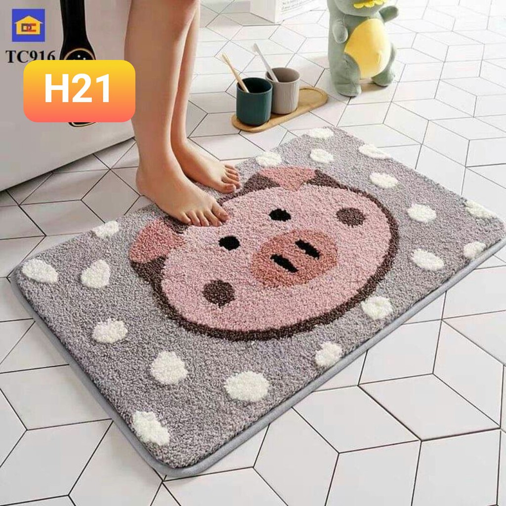 Thảm chùi chân 3D siêu xinh thấm hút nước tốt,mặt sau chống trơn trượt -> kt 40x60