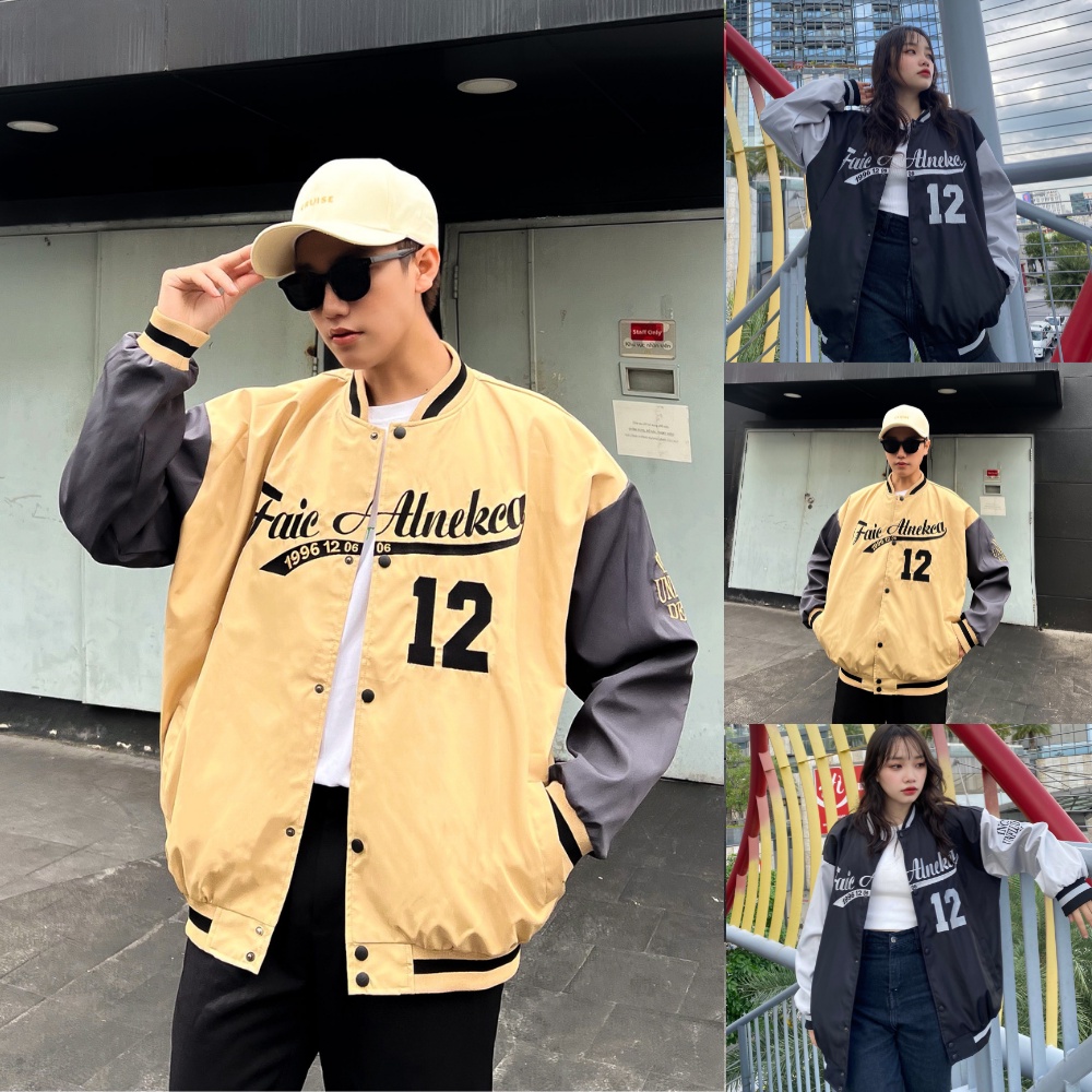 Áo bomber Varsity Jacket form rộng Faic 1996 vải dù cao cấp ❤️ Áo khoác bóng chày dáng Unisex nam nữ D11 - Happy Style