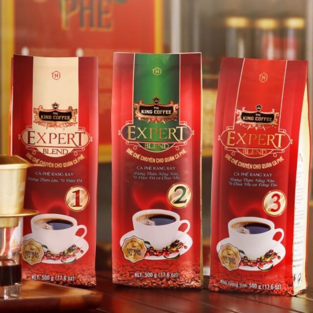 [Cà phê chính hãng] Cà phê rang xay EXPERT BLEND KING COFFEE 1, 2 & 3 (Bịch 500g)