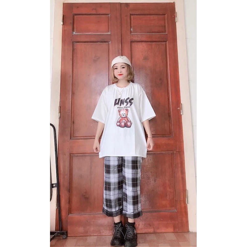 Sét áo gấu UNSS +quần kẻ karo