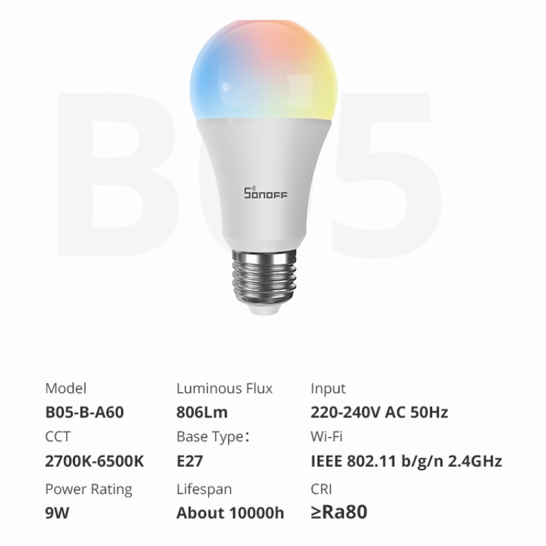 ♡ Bóng Đèn LED Thông Minh Sonoff B05-B-A60/ B02-B-A60 ☾Mặt Trăng | BigBuy360 - bigbuy360.vn
