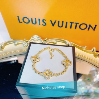 Lắc bi hoa 4 cánh xoàn italy mạ vàng