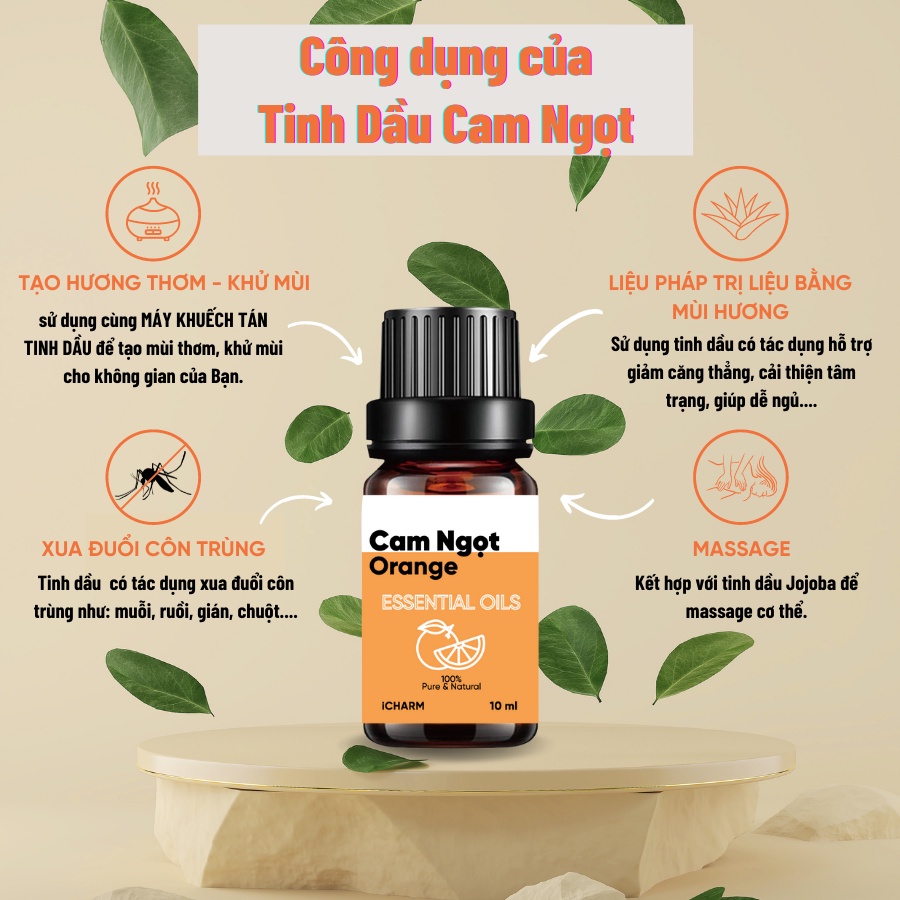 Tinh dầu cam ngọt 100ml [Orange Essential Oil], nguyên chất 100%, không tạp chất, không pha loãng