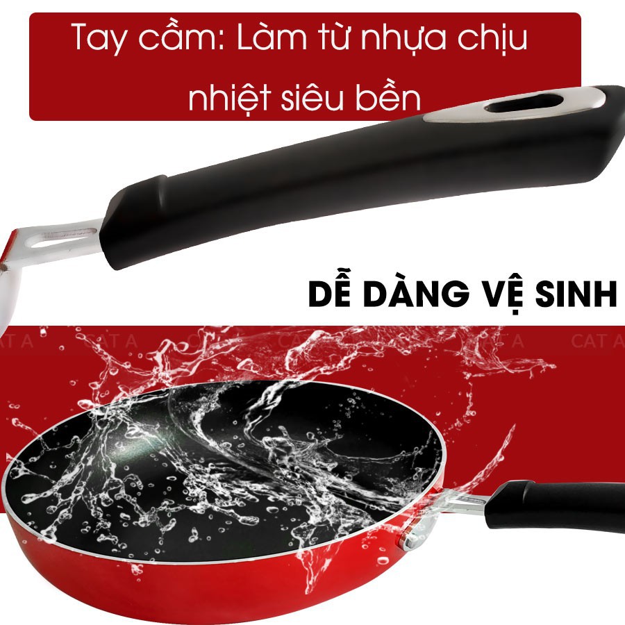 Chảo chống dính đáy từ hợp kim nhôm dày dặn, có nắp đậy