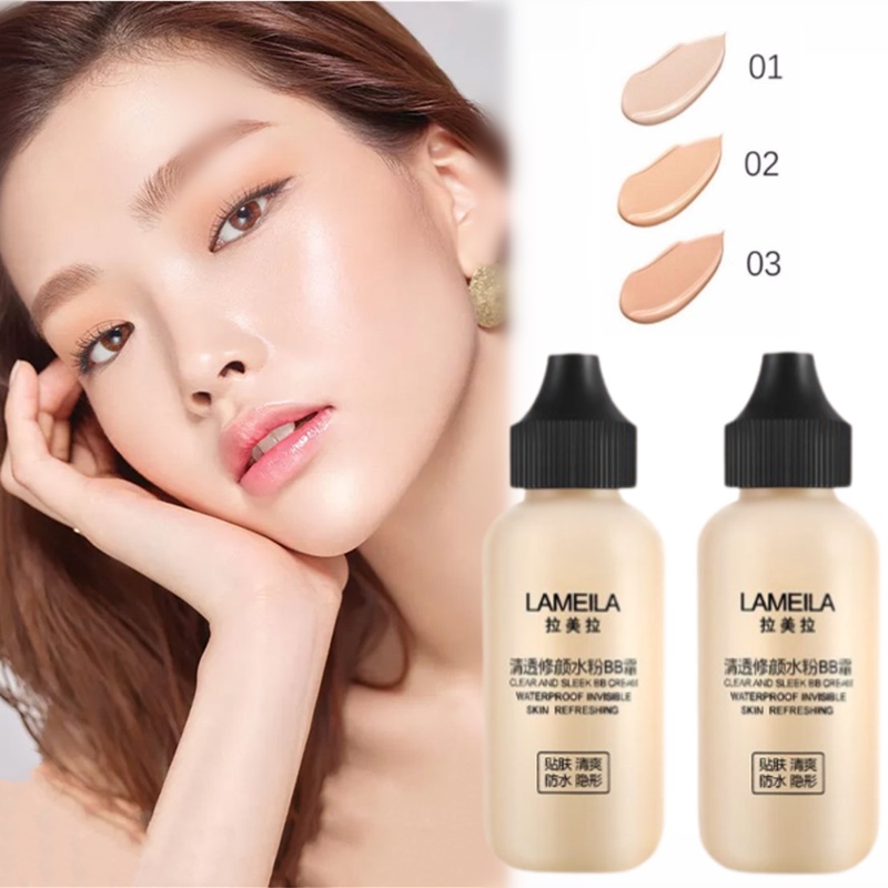 Kem Nền Dạng Lỏng Lameila Dưỡng Ẩm Lâu Trôi Chống Thấm Nước Che Phủ Quầng Thâm Trọng Lượng Nhẹ 3 Màu Để Chọn