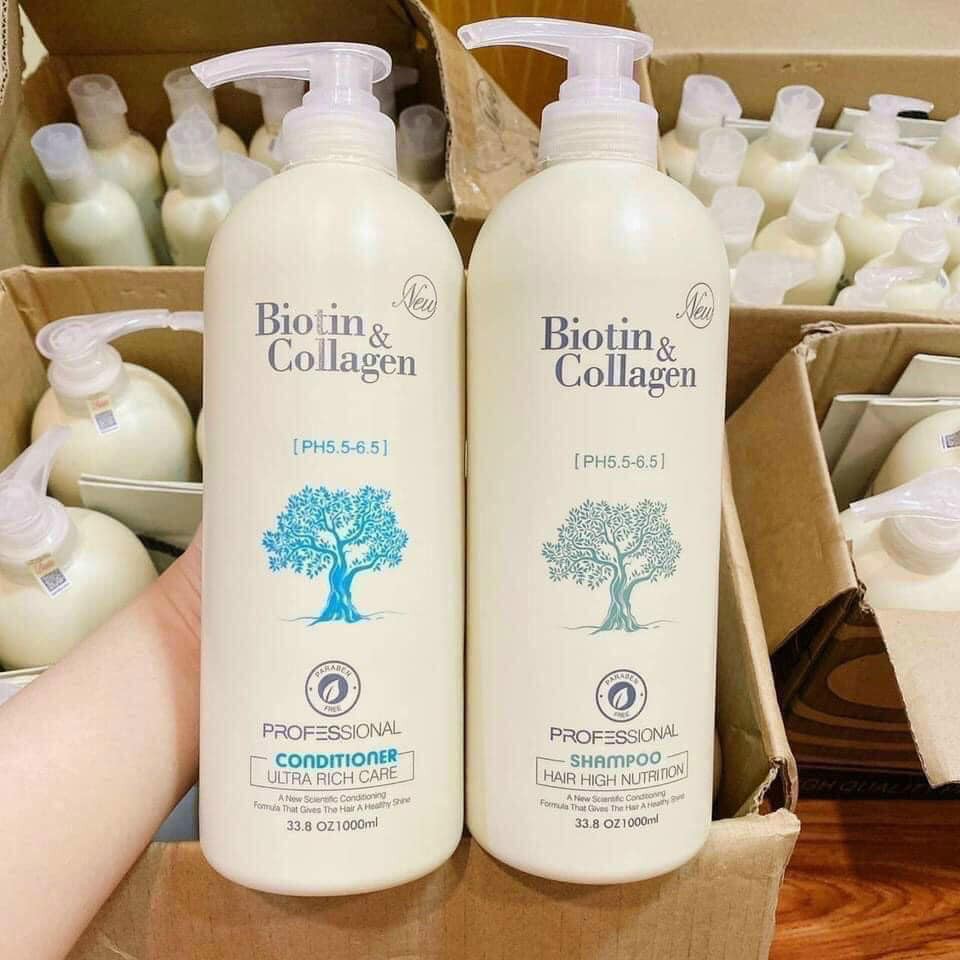 Cặp Dầu Gội , Biotin Collagen Trắng 1000ml | Giảm Rụng Tóc,Phục Hồi Tóc Khô Xơ, Hư Tổn [Chính Hãng] SIÊU TỐT