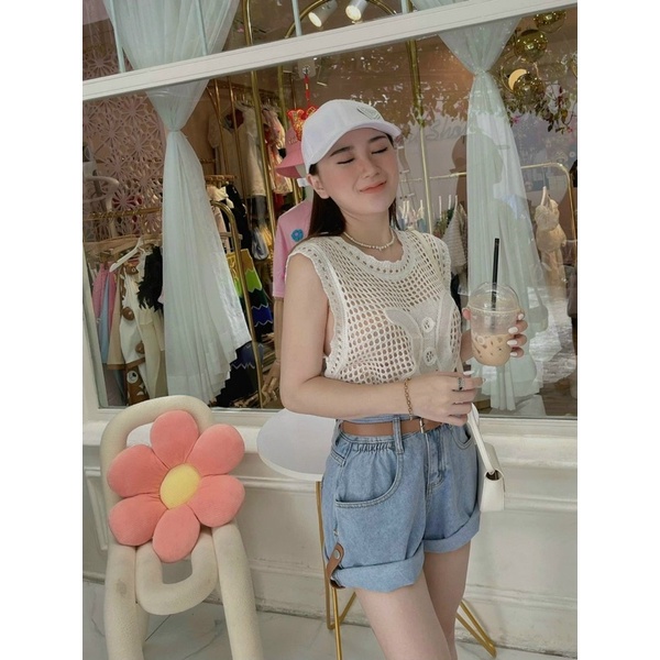 Áo len lỗ tanktop, lỗ to hoạ tiết chữ C ngược