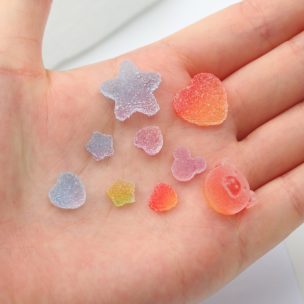 Phụ Kiện Trang Trí Sổ Lưu Niệm Beadia Bằng Resin Hình Ngôi Sao/Trái Tim/Ngôi Sao Nhiều Màu Xinh Xắn DIY