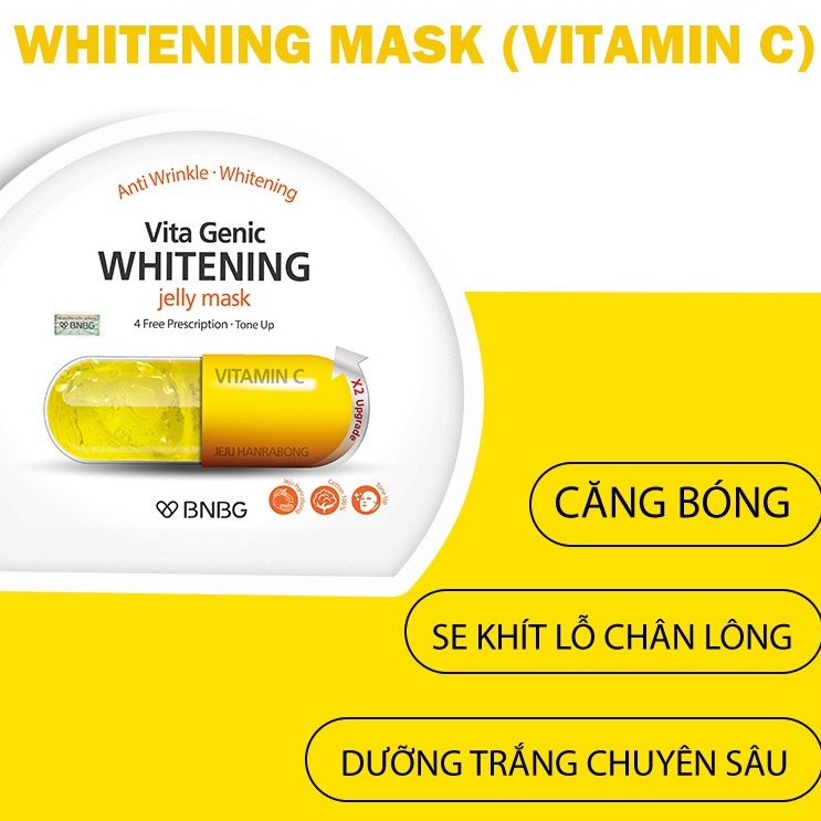 Combo 5 Mặt Nạ BNBG dưỡng da trắng sáng, làm đều màu da Vitamin C Vita Genic Whitening Jelly Mask 30mlx5