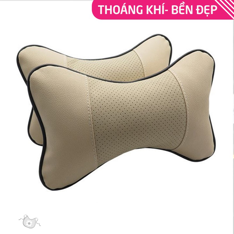 Bộ gồm 02 gối tựa đầu dành cho ghế ô tô, xe hơi, xe tải bằng sợi bông bọc giả da mền mại bảo vệ cổ gáy_ C066-GXHD