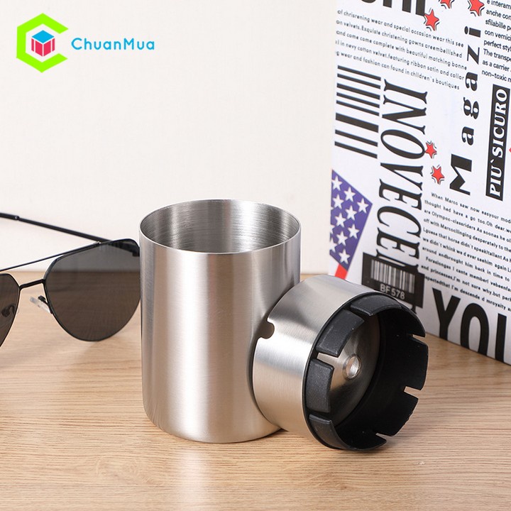 Gạt Tàn Thuốc Xe Hơi Ô Tô Hợp Kim Cao Cấp (Không Gỉ Sét, Bền, Đẹp, Chất Lượng, Có Nắp,...)