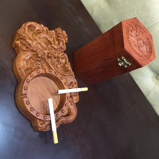 Gạt tàn gỗ gõ nguyên khối