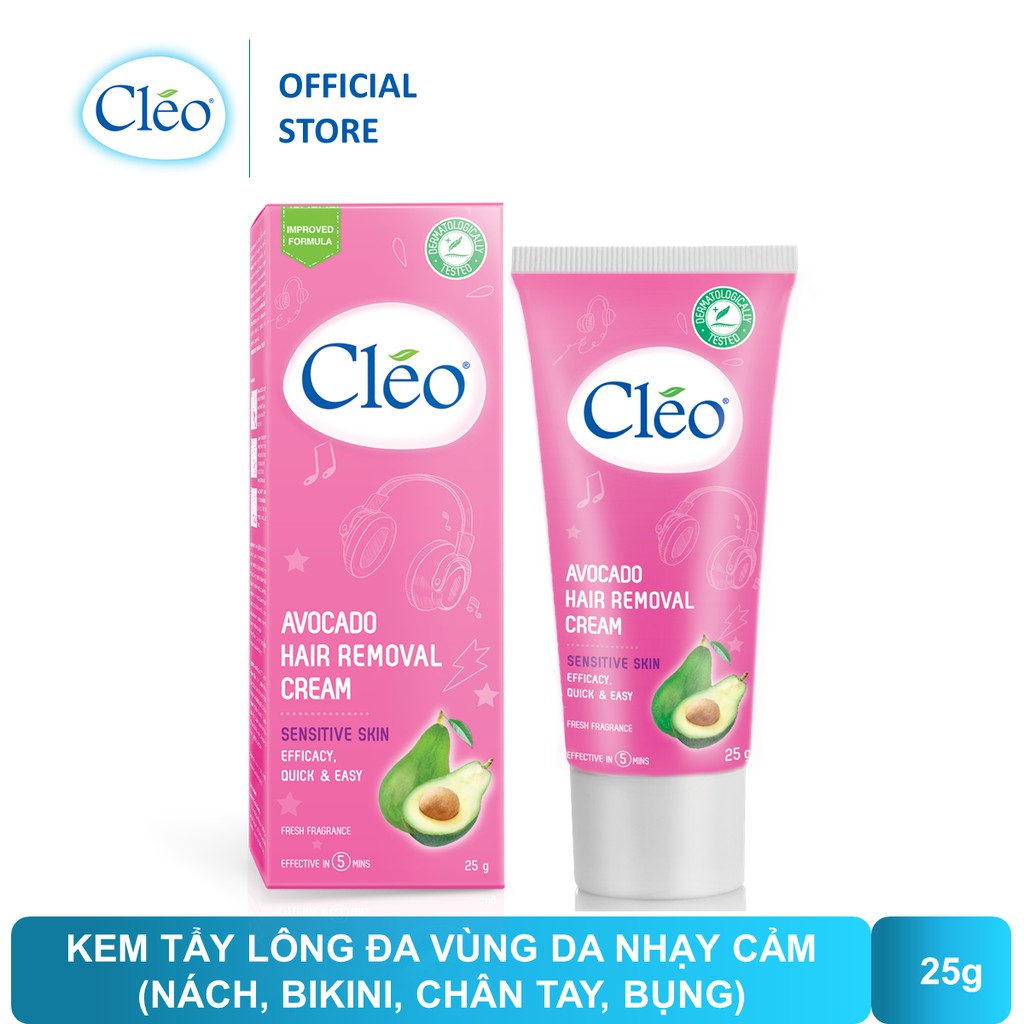 Kem Tẩy Lông Cho Da Nhạy Cảm Cleo Avocado Hair Removal Cream Sensitive Skin 25g/50g