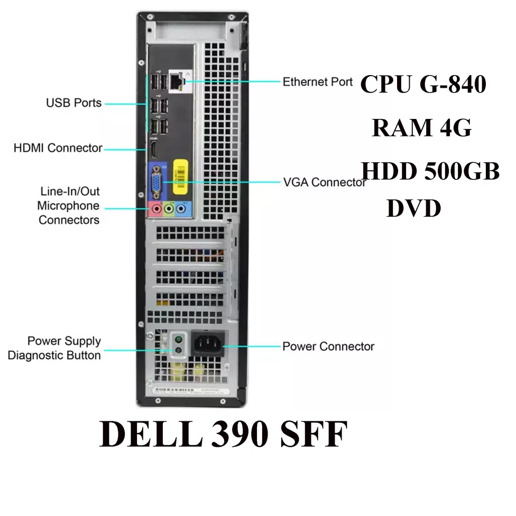 Máy tính đồng bộ Dell Optiplex 390 SFF văn phòng - Dell 390 G840,I3-2120,I5-2400