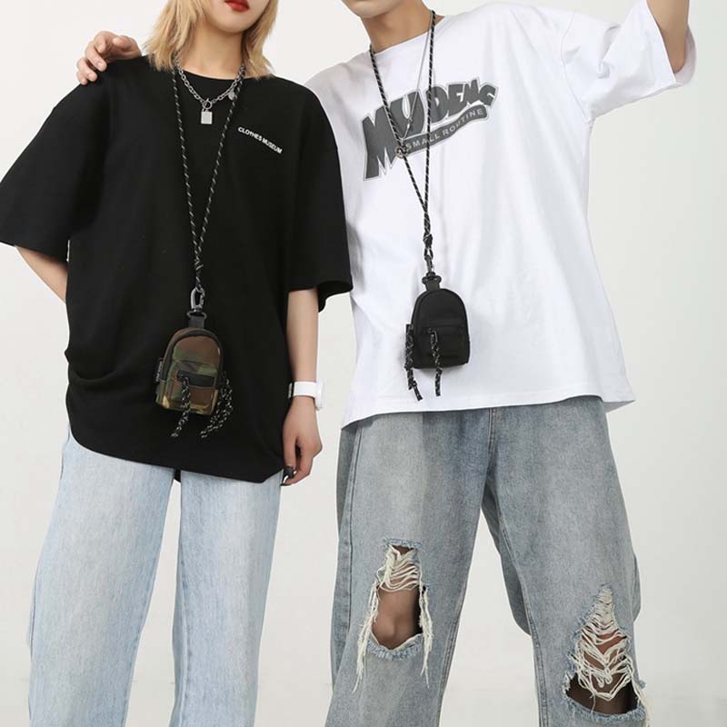 Túi Đeo Chéo Mini Đựng Tiền Xu / Thẻ / Tai Nghe Phong Cách Hip Hop Thời Trang Cho Cặp Đôi