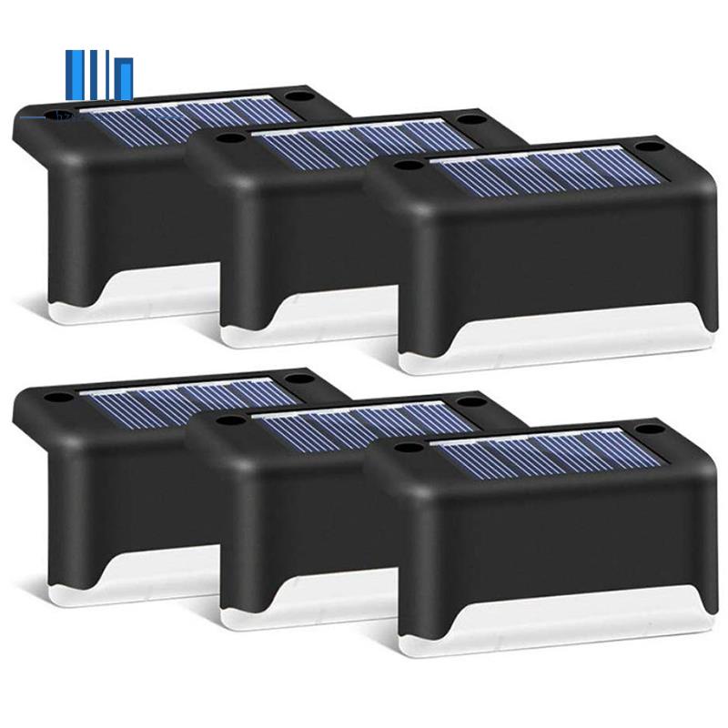 Bộ 6 Đèn LED Năng Lượng Mặt Trời Chống Thấm Nước Màu Đen Sử Dụng Năng Lượng Mặt Trời Cho Cầu Thang/ Cầu Thang/ Lối Đi/ Đường Đi
