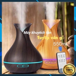  Máy Xông Tinh Dầu Hoa Tulip 550ml  Tặng Tinh Dầu  Máy Khuếch Tán Tinh Dầu Đèn LED 7 Màu Có Remote 