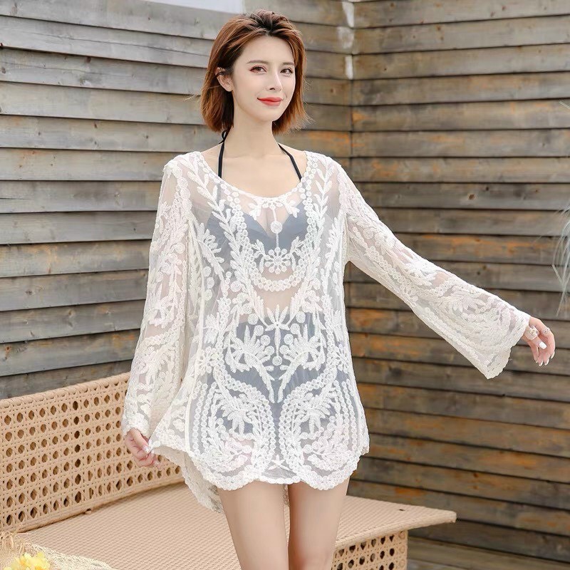 Áo ren lưới đi biển _ Hàng Quảng Châu đẹp