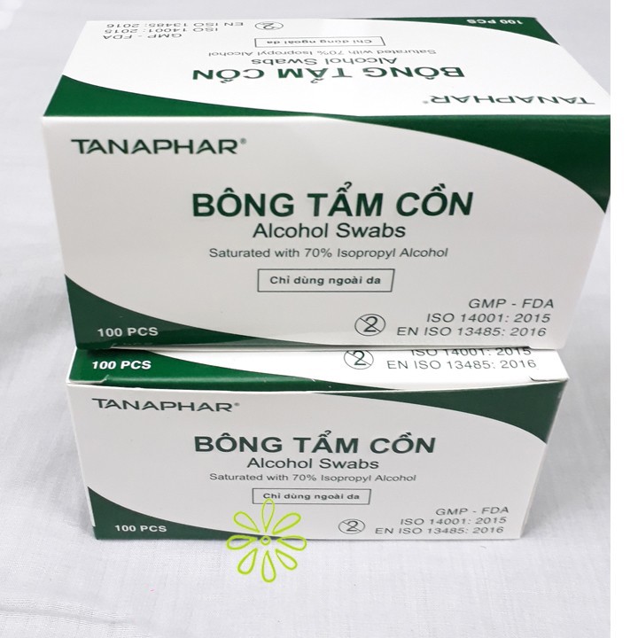 Bông tẩm cồn ALCOHOL SWABS sát khuẩn, sát trùng hộp 100 miếng