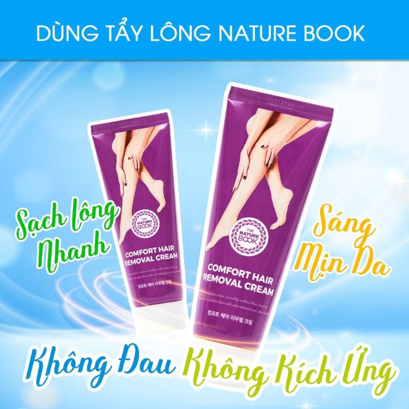 Kem tẩy lông an toàn cho mọi loại da, tẩy lông bikini, tay, chân, nách, body, kem tẩy lông The Nature Book chính hãng