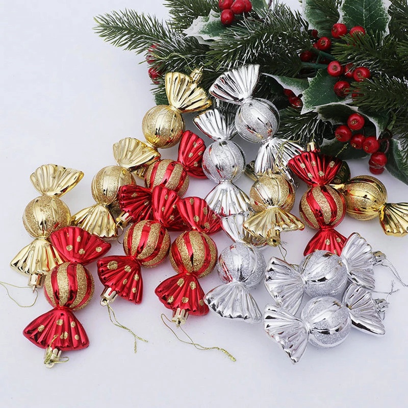 Set 5 Kẹo Nhựa Màu Vàng Hồng Trang Trí Cây Thông Giáng Sinh