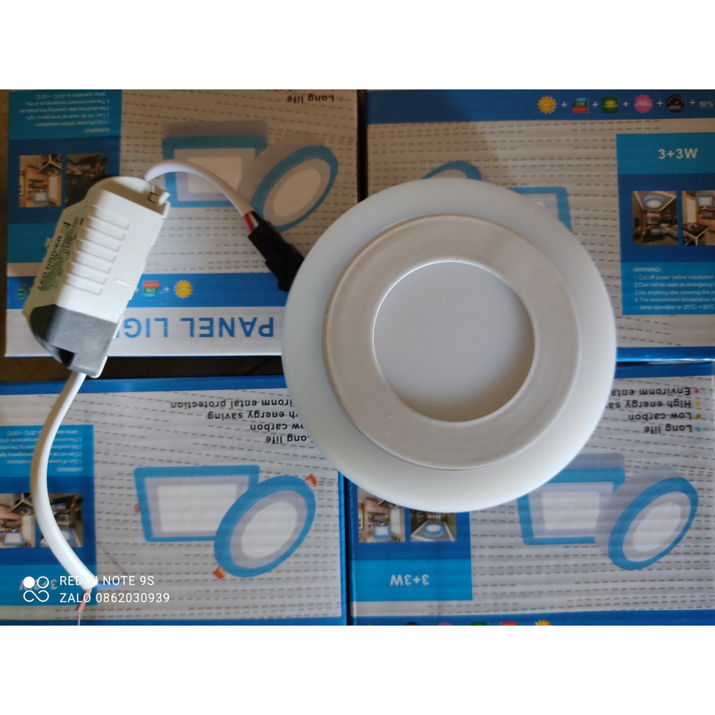 Đèn LED âm trần 6w viền đổi màu Xanh Dương 3 chế độ ánh sáng