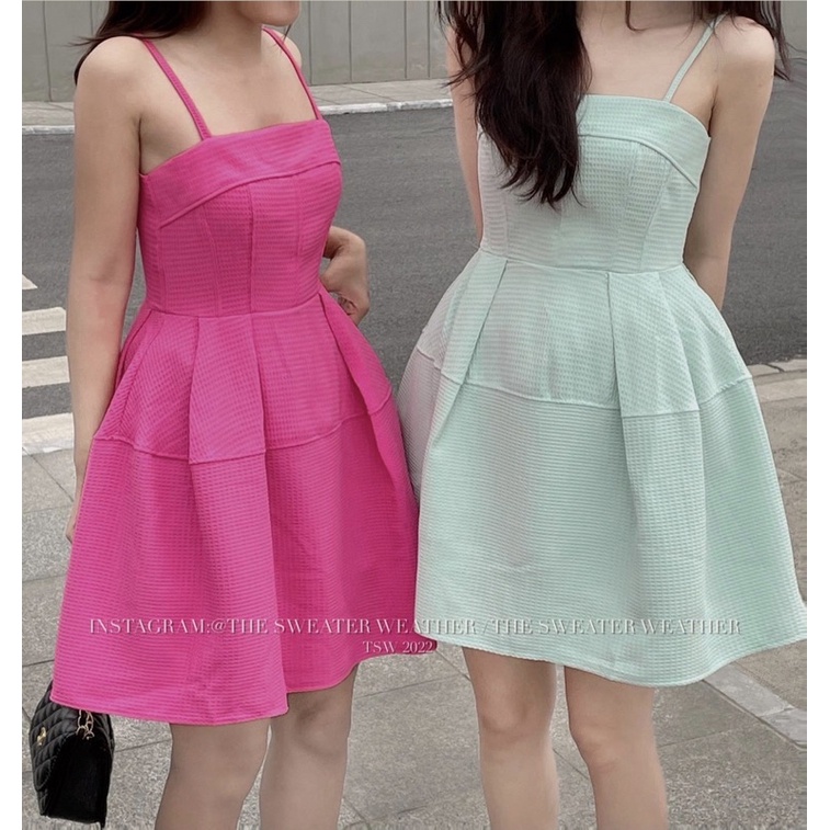 Váy hai dây minidress chất xốp trơn 4 màu the.sweaterweather TSW