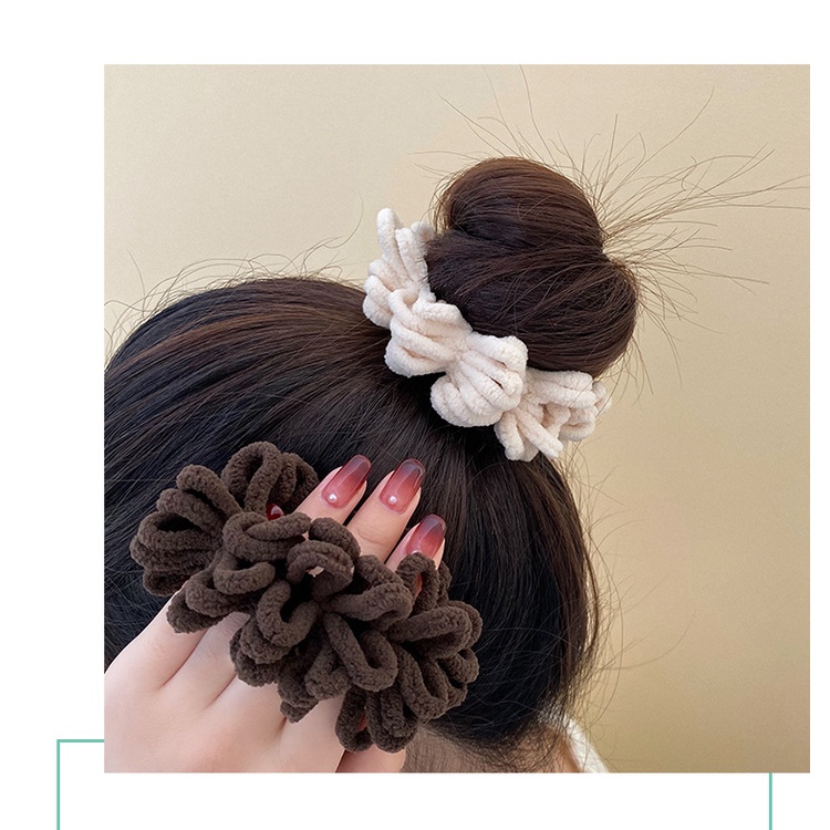 Dây buộc tóc scrunchies phong cách hàn quốc, dây chun cột tóc màu nâu, đen, trắng