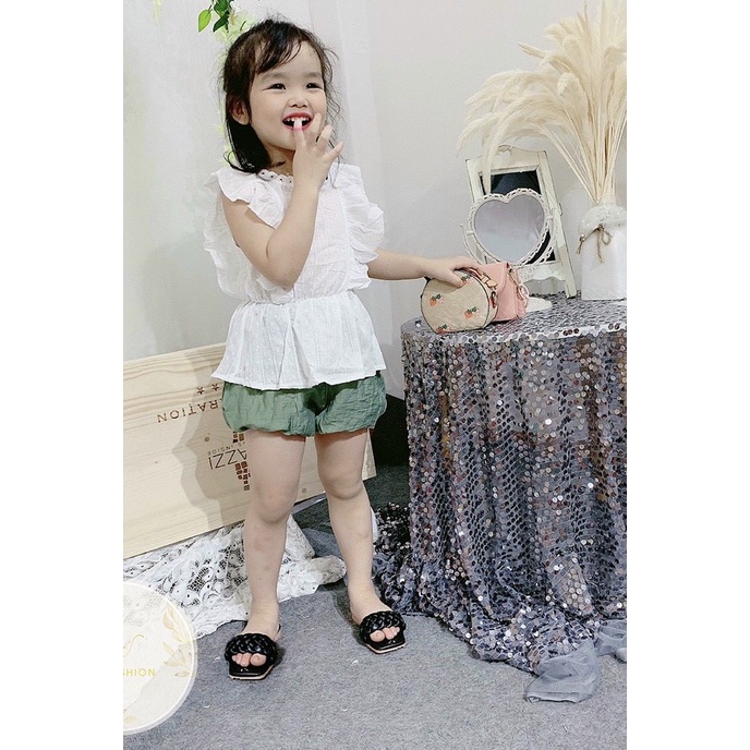 Bộ Quần Áo Bé Gái - Set Áo Cánh Tiên Quần Bí Ngô cho bé size 5-15 ký