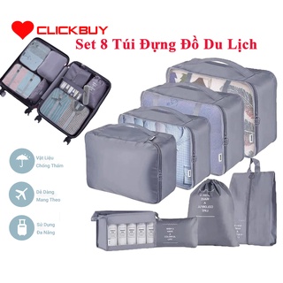 Set 8 Túi Đựng Đồ Du Lịch Cho Vali Phiên Bản Cao Cấp Chất Liệu Dày Dặn, Siêu Tiện Lợi