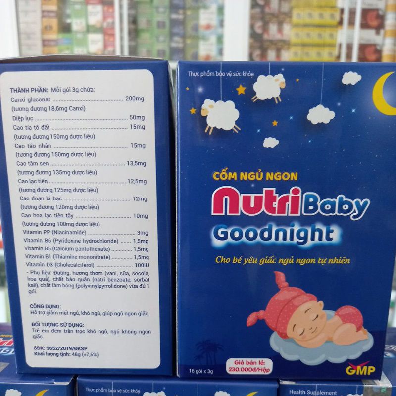 Cốm Ngủ Ngon NUTRIbaby goodnight cho bé yên giấc ngủ tự nhiên hộp 16 gói