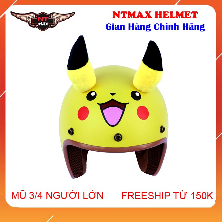 Mũ bảo hiểm 3/4 NTMAX Pikachu siêu cute