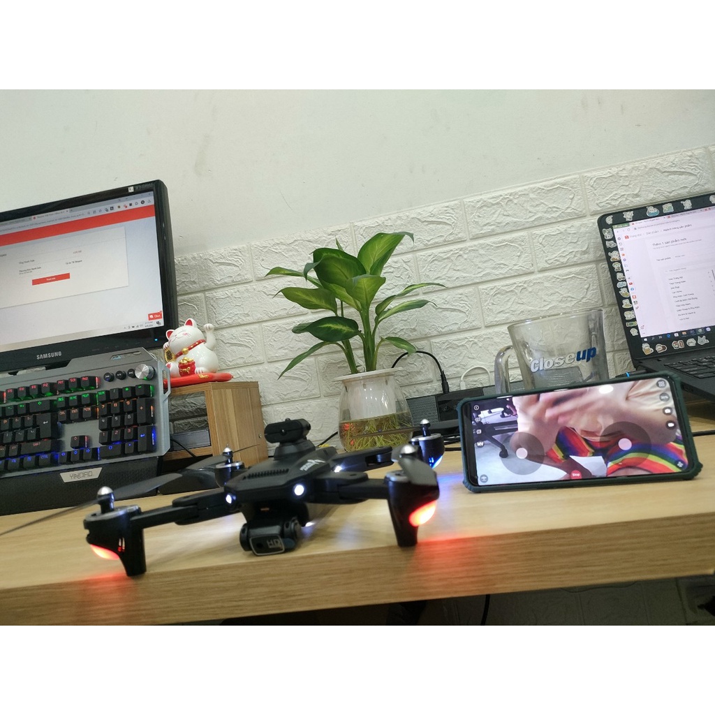 Máy bay điều khiển từ xa P9 PRO MAX - Flycam mini trang bị camera 4k, tự động tránh vật cản - màu đen