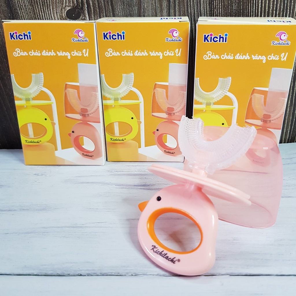 Bàn chải chữ U Kichilachi hình vịt đáng yêu cho bé 2-6 tuổi