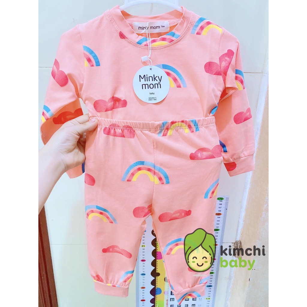 Bộ Dài Tay Cotton 100% Minky Mom Họa Tiết Cầu Vồng - Gấu Trúc - Khủng Long Dễ Thương Cho Bé MKM08 (Sz từ 7-19kg)