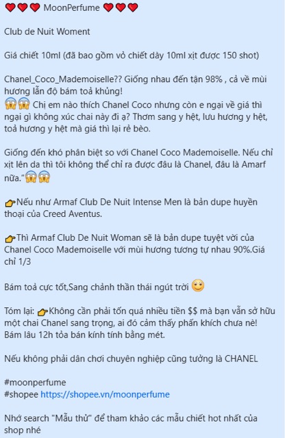 [Mã 1512FMCGSALE1 giảm 10% đơn 250K] [Mẫu thử] Nước hoa Nữ Club de nuit Woman | BigBuy360 - bigbuy360.vn