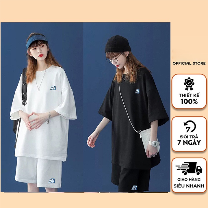 Bộ Áo Phông Form Rộng Cộc Tay Mix Quần Short Suông Trơn, Set Nữ Thun Xốp Tay Lỡ Freesize Dưới 65kg