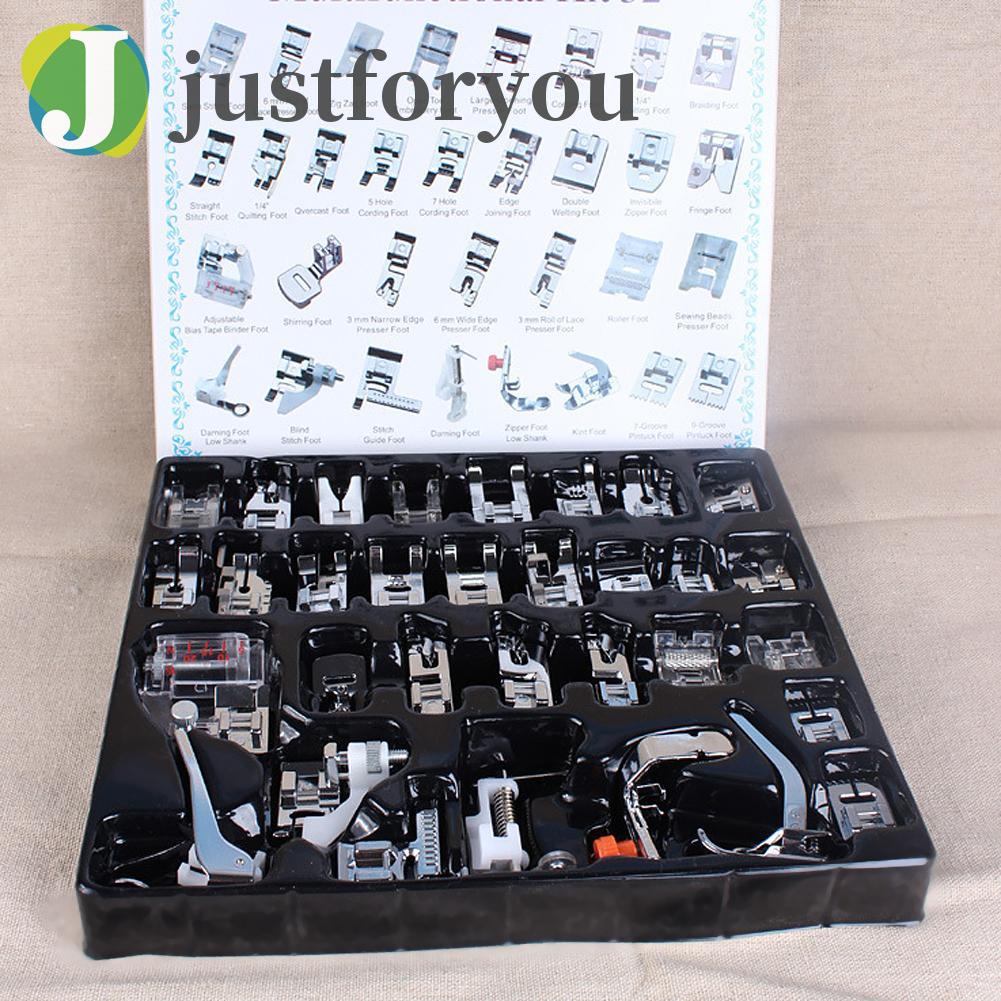 Justforyou2 32 PCS Domestic Sewing Machine Foot Feet Snap On For Brother Singer Set