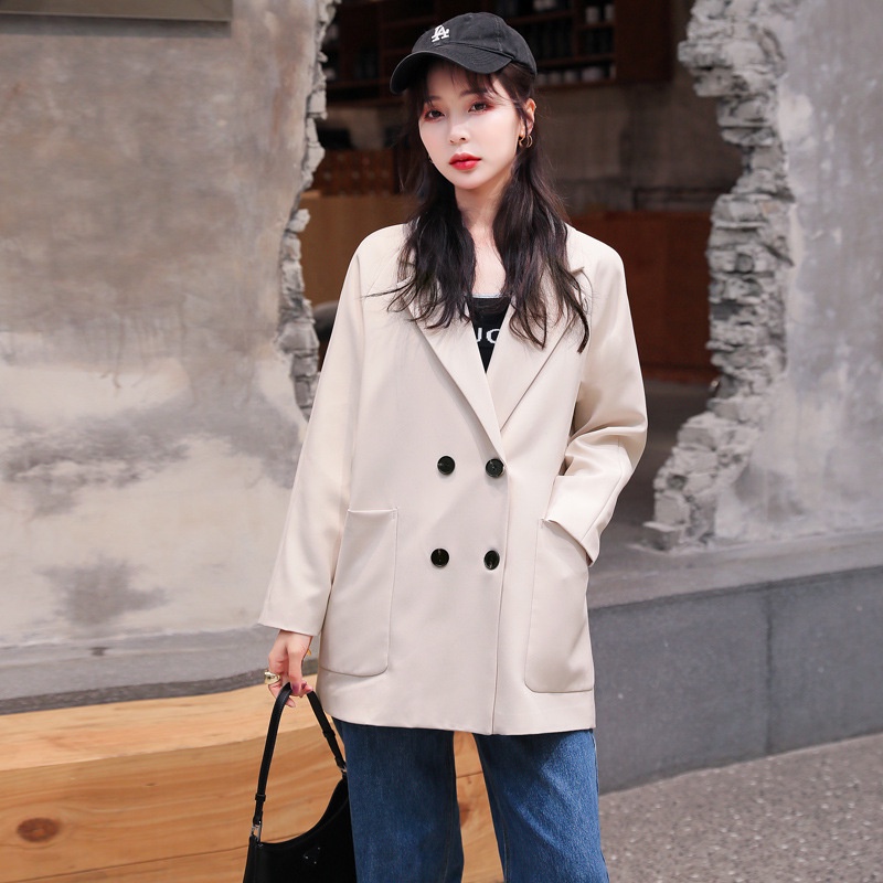 Áo vest nữ blazer 4 cúc tay bẻ phối kẻ hàng Quảng Châu cao cấp