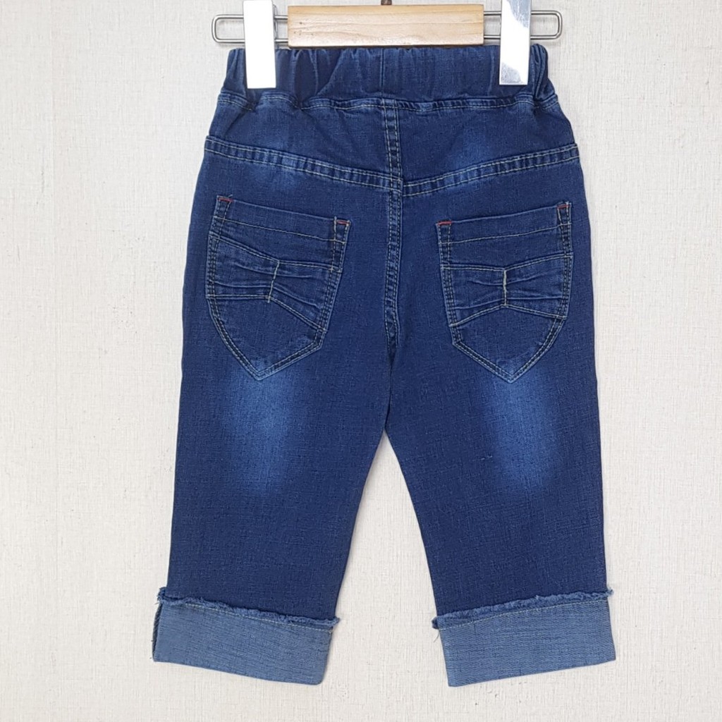 BJ0018 - Quần Jean nữ lửng co giãn thêu sao biển + bông hoa màu xanh, hiệu XOKids, size 7-12 cho bé từ 15-35kg