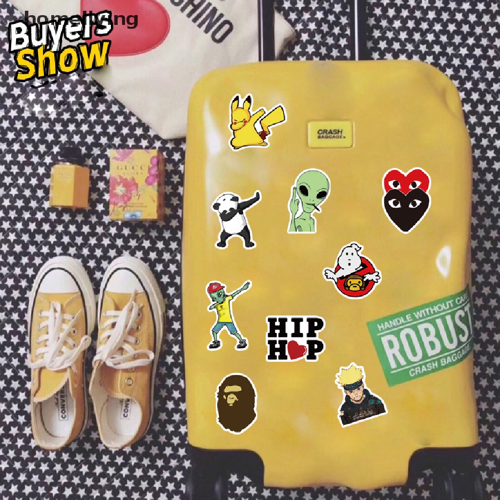 Set 100 Sticker Dán Trang Trí Máy Tính Phong Cách Hip Hop Rock