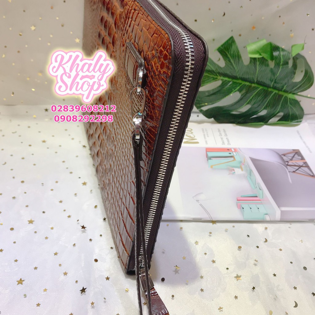 Túi cầm tay công sở da kiểu cá sấu màu nâu dành cho nam nữ - 720CSNAU (33.5x2.5x23.5cm) | BigBuy360 - bigbuy360.vn