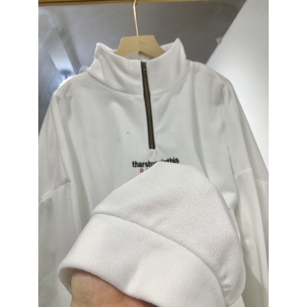 Áo nỉ cổ cao kéo khóa nữ Mee- Sweater khóa cổ chữ ngực dáng rộng Ulzzang