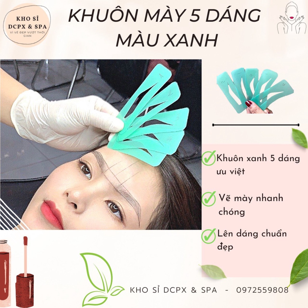 khuôn kẻ vẽ lông mày 5 dáng màu xanh