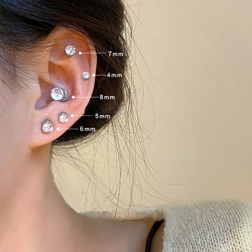 Không cần Pierced Ear!Khuyên Tai Dạng Kẹp Kẹp Vành Tai Cao Cấp Hình Ốc Sên Đính Đá Zircon Không Cần Khoan Lỗ Phong Cách Mới Cao Cấp Dành Cho Bé Trai Bé Gái E