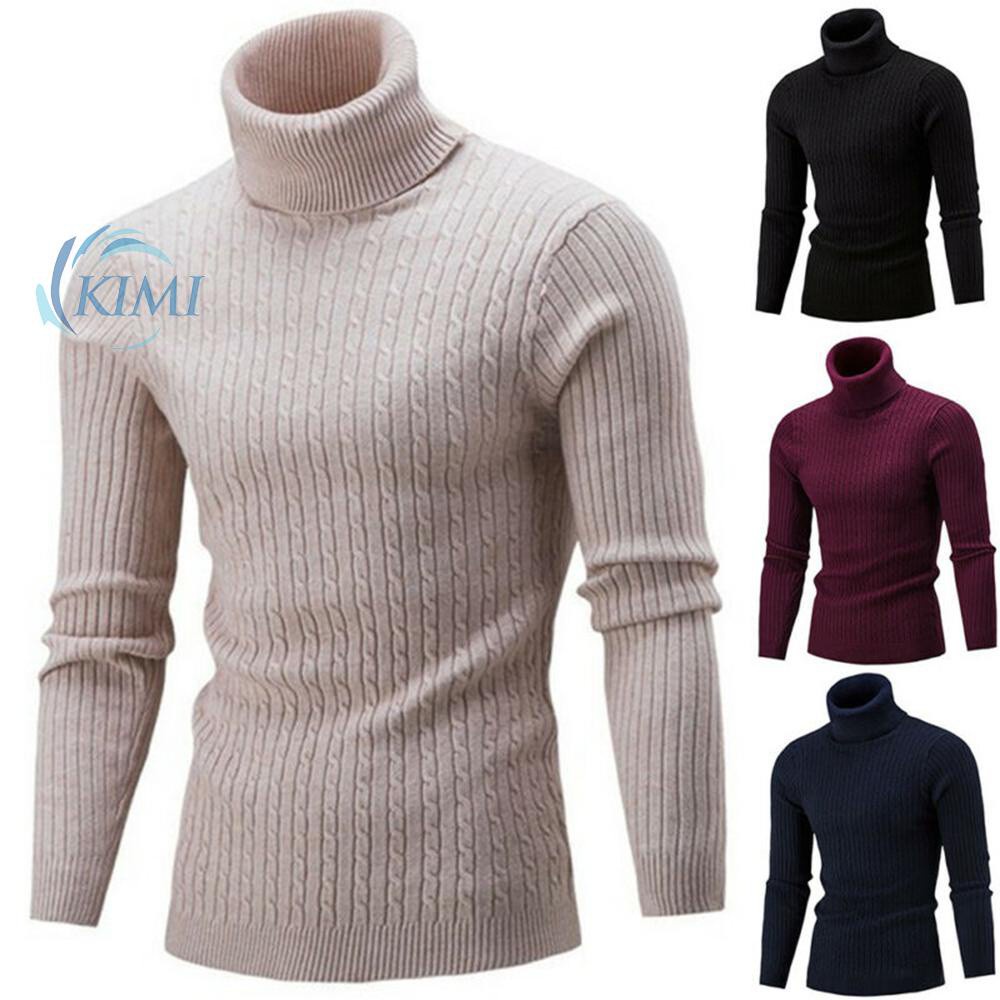 Solid color twist bottoming shirt turtleneck mens knit sweater sweater